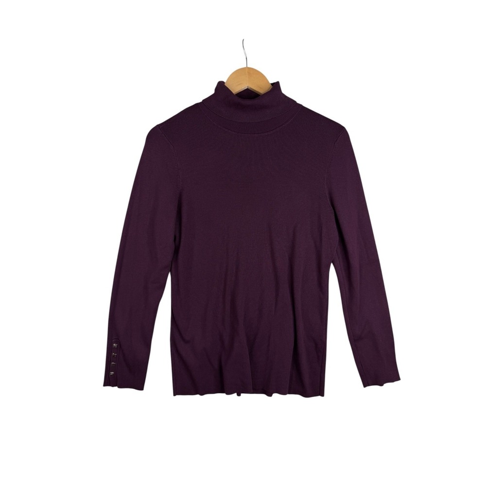 Chico's Turtleneck Button Cuff Sleeve Pullover Sweater size Medium Purple